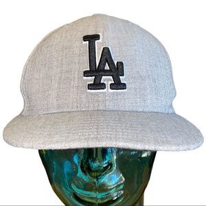 New Era LA Wool Baseball Cap Hat Gray Size 7 1/8